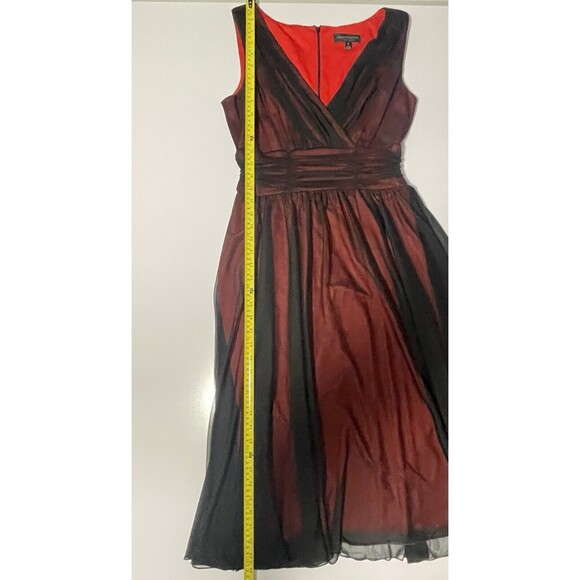 Connected Apparel Red and Black Midi Dress - Picture 6 of 9